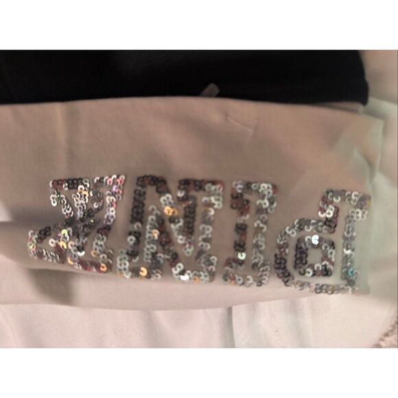 VS PINK silver iridescent sequin fold over waistband bling yoga legging gym acti - Picture 3 of 4